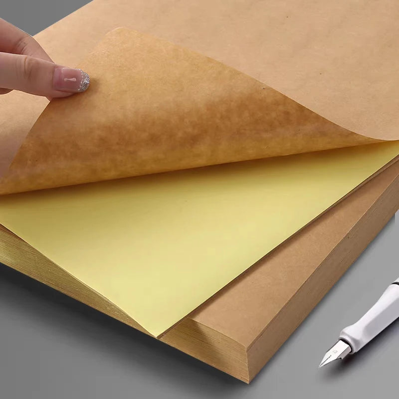 A4/A5 20/50pcs Brown Self-Adhesive Paper Sticker For Inkjet Laser Printer Copier Light Dark Adhesive Backed Kraft Paper  Label