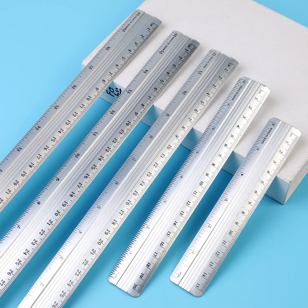 10pcs Straight Aluminum Ruler 15Mm 20Mm 30Mm 40Mm 50Mm Multi-Color Metal Ruler Set For Students Stationery Geometry Tools