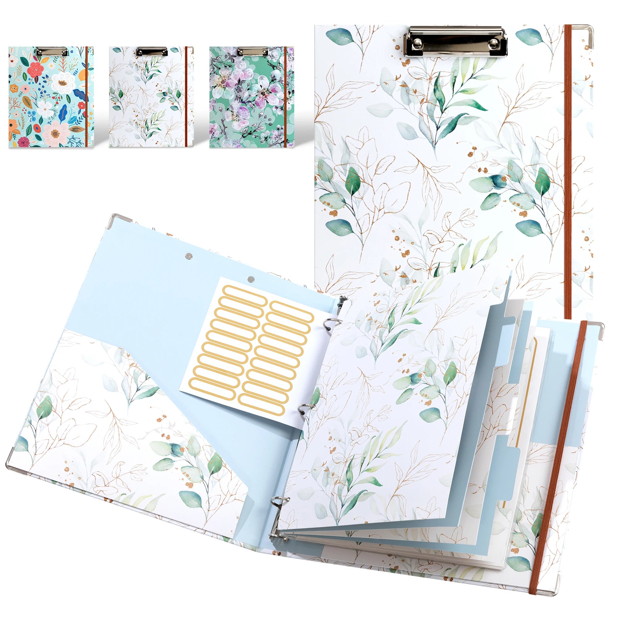 A4 3 Ring Binder Organizer with 5-Tab Dividers and Pockets, Portfolio Binder with Low Profile for Office, School