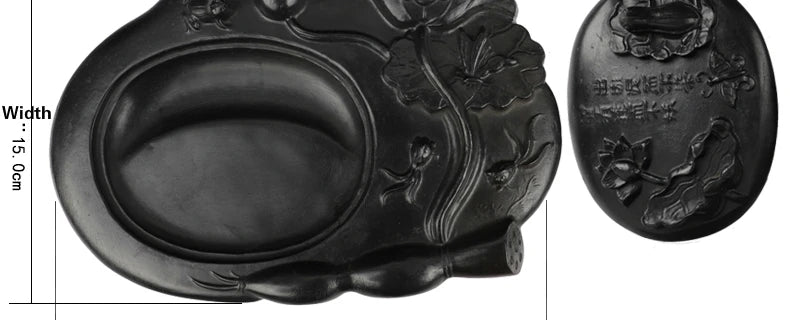 Carving Ink Stone Lotus Shaped Natural Calligraphy Rock Grinding Inkstone Plate Chinese Painting Calligraphie Strong Ink Inkslab