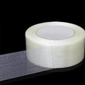 50M Striped Fiber Tape Lithium Battery Pack Insulation Wrap Fiberglass Transparent Single Side Adhesive Seal Packaging Fixed