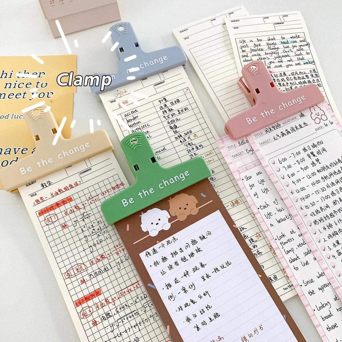 Colorful clips, strong grip refrigerator notepad holder, cute pastel color office school family storage, suitable for students