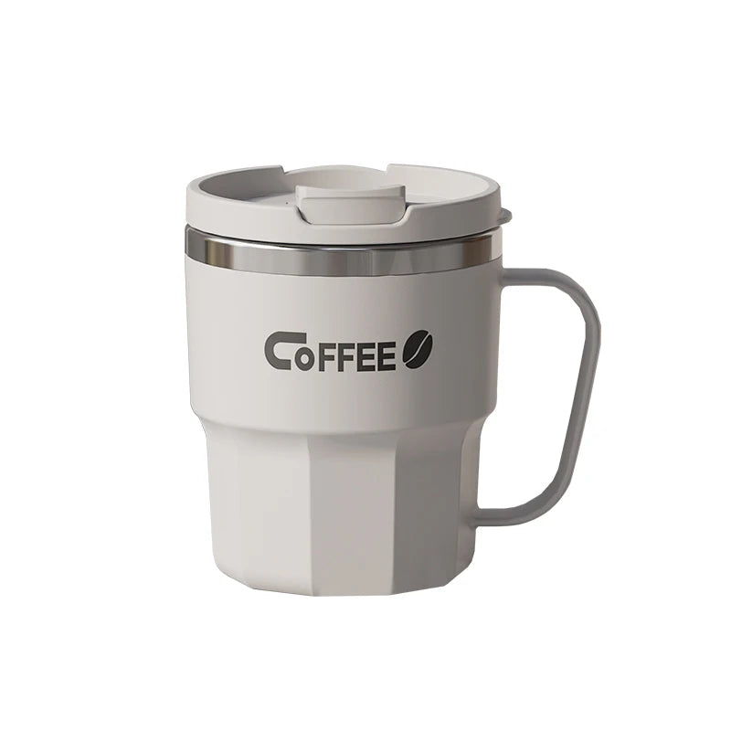 400ml Double Wall Insulated Coffee Mug 304 Stainless Steel Coffee Cup With Lid And Handle Reusable Water Cup