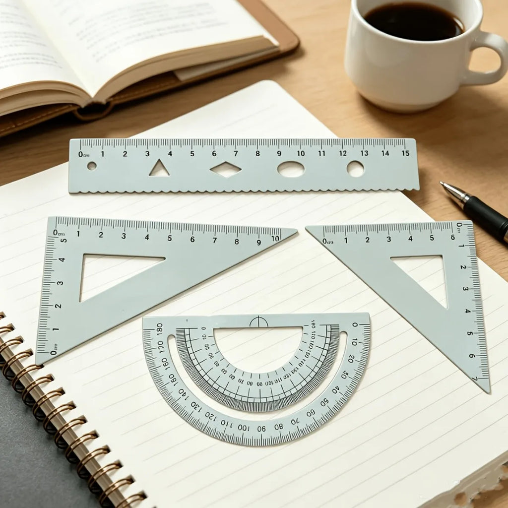 Multi functional geometric ruler set, protractor, triangle ruler, ruler, manual measurement and drawing tool
