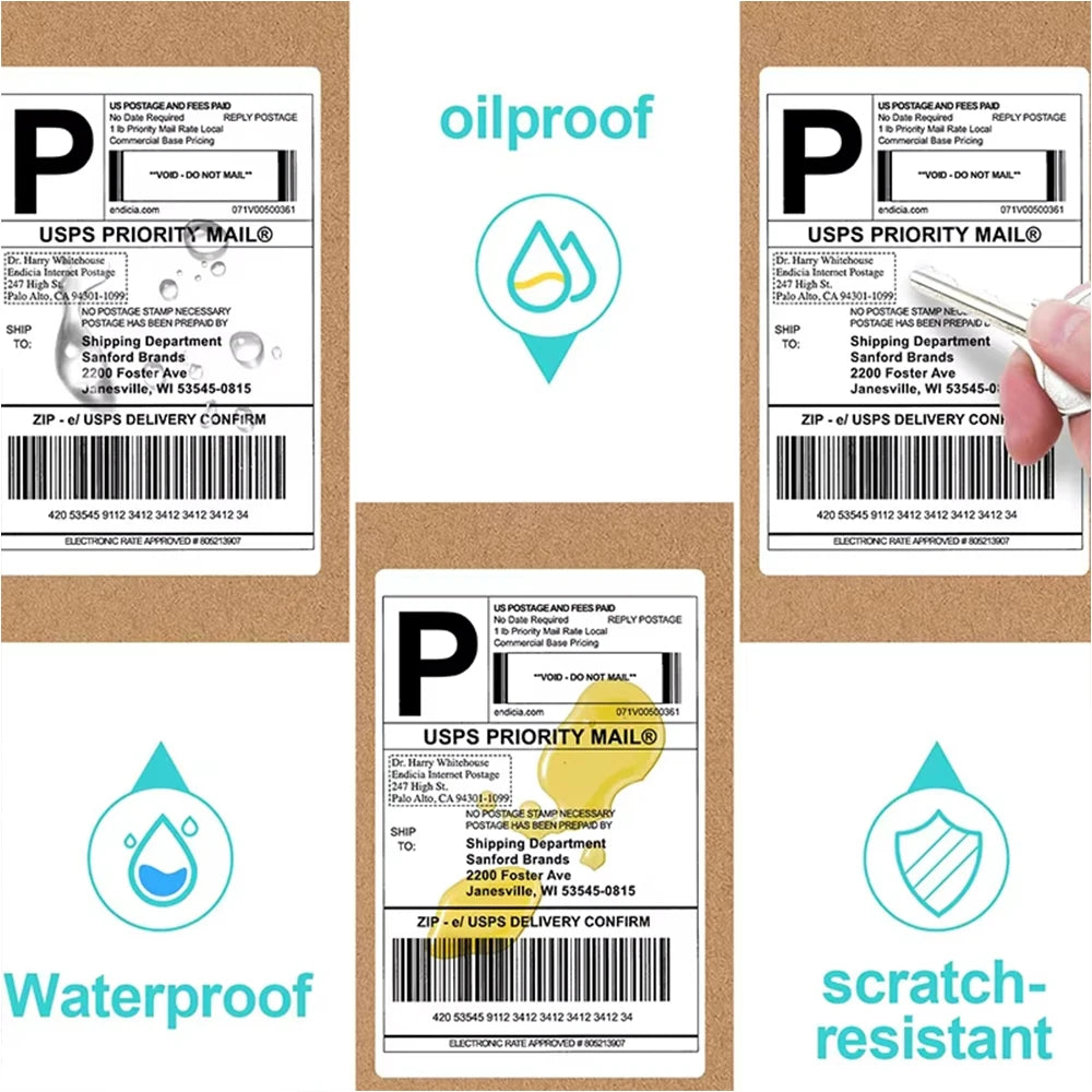 4"x6" inch Thermal Label Paper 100/200/500 Sheets Adhesive Stickers For Shipping Labels Printer For DHL UPS Express Barcode
