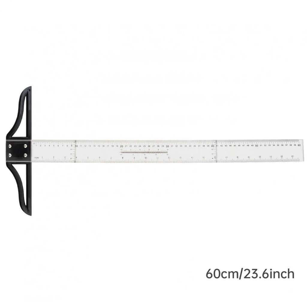 Metric & Imperial Scales Aluminum Alloy Angle Triangle Ruler 45cm T Square Acrylic Ruler Measuring Tool Set for Carpentry