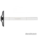 Metric & Imperial Scales Aluminum Alloy Angle Triangle Ruler 45cm T Square Acrylic Ruler Measuring Tool Set for Carpentry