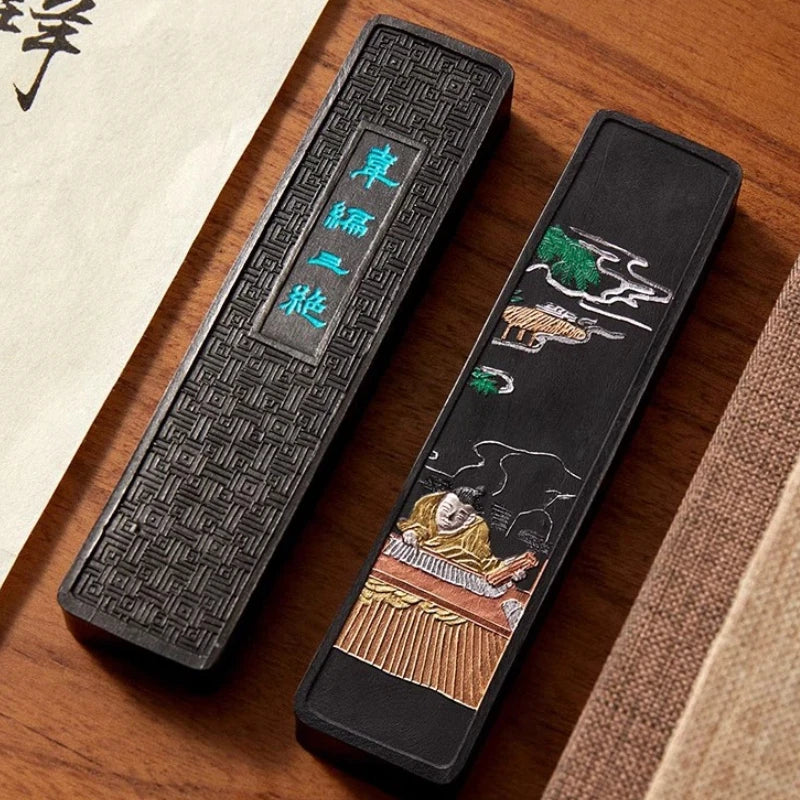 Traditional Chinese Sumi Ink Stick Black Color Inkstick Calligraphy Writing Painting Ink Bar Watercolor Fabric Paint Ink Block