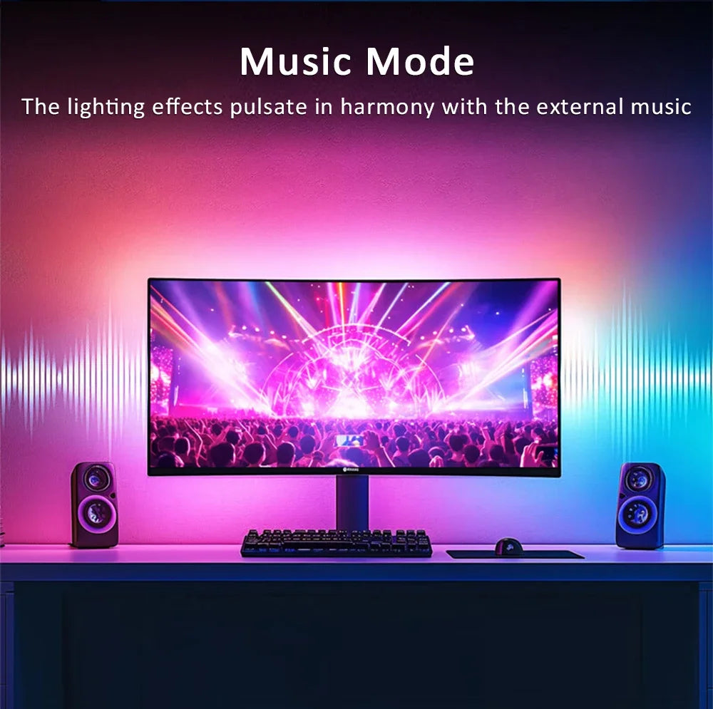 LED Light Strip Computer Screen Colar Sync Monitor Ambilight RGB Lights Ambient Lighting PC Backlight Pickup Light for Game Room