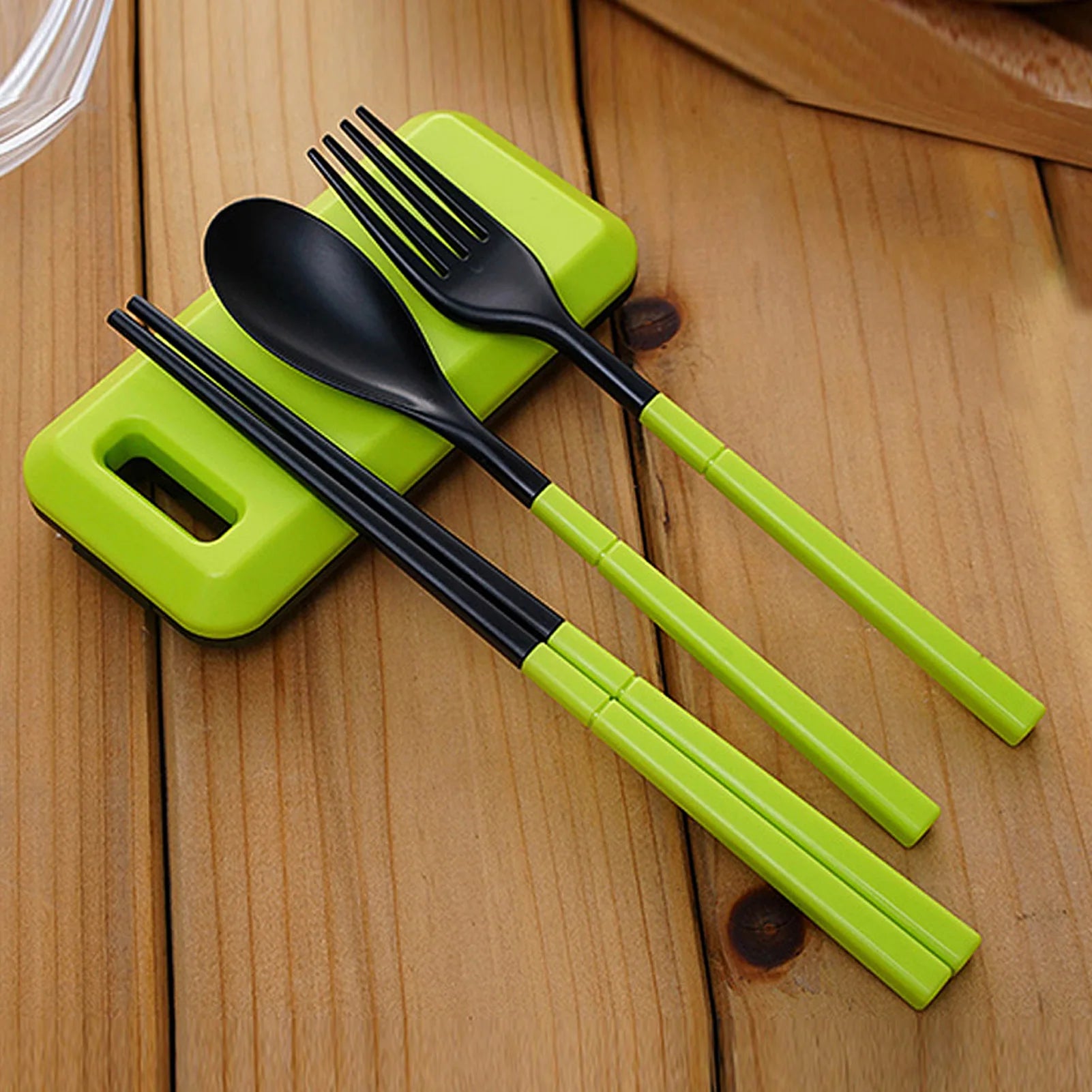 Travel Cutlery Set Spoon Fork Chopsticks Food Grade ABS Plastic Lightweight Portable Candy Colors For Outdoor Picnic Office Use