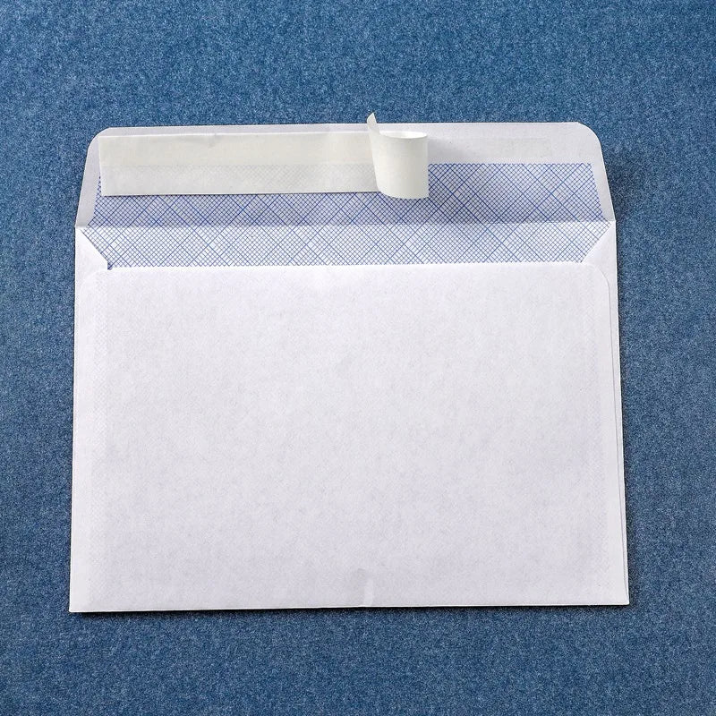 20-100 pieces Western-style Envelope #10 White Envelope with Blue Security Pattern Self-Sealing Envelope