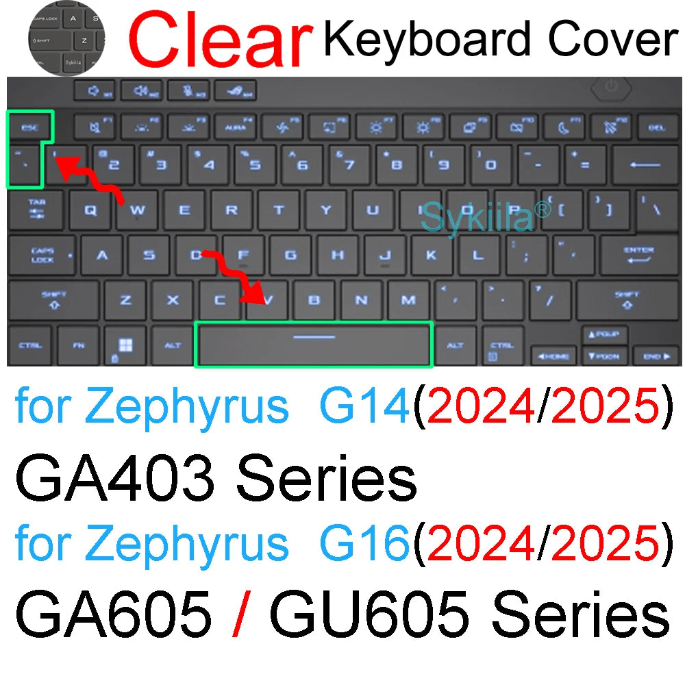 Keyboard Cover for ROG Zephyrus G14 G15 G16 M15 M16 S15 S17 G M S Duo GU605 GA605 GA503 GA403 Silicone Protector Skin Case