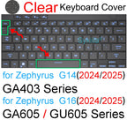 Keyboard Cover for ROG Zephyrus G14 G15 G16 M15 M16 S15 S17 G M S Duo GU605 GA605 GA503 GA403 Silicone Protector Skin Case