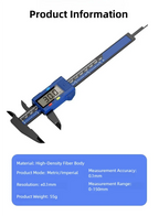 TINSOL 150mm High Precision Digital Caliper Carbon Fiber Reinforced Electronic Vernier Caliper LCD Display Auto Off for Jewelry