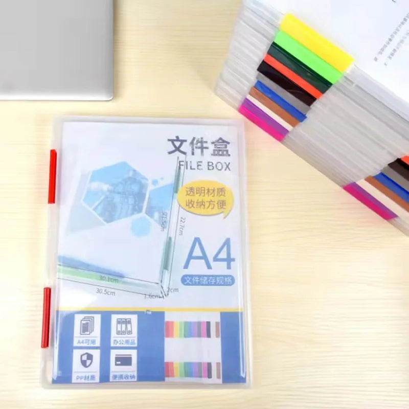 Transparent Thicken A4 File Box Plastic Office Document Sorting Storage Box Buckle Design Book File Archive Seal Boxes Organizer