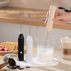 3-in-1 Electric Milk Frother & Hand Mixer, Wireless with Dual Spring, 3 Speeds & Type-C for Coffee, Baking, Kitchen & DIY Drinks