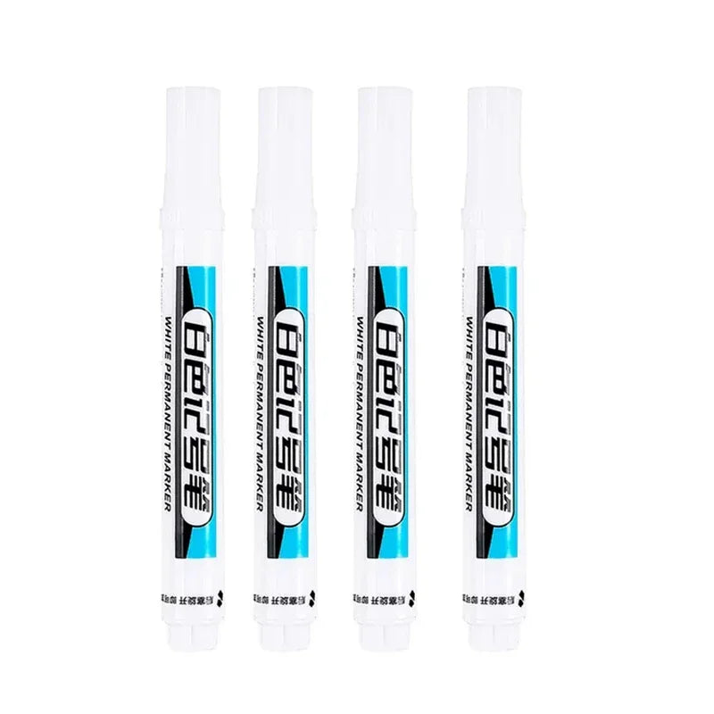 0.7/1.0/1.5/3.0mm White Marker Pens Oily Waterproof Permanent Paint Markers For Wood Plastic Leather Glass Stone Metal Supplies