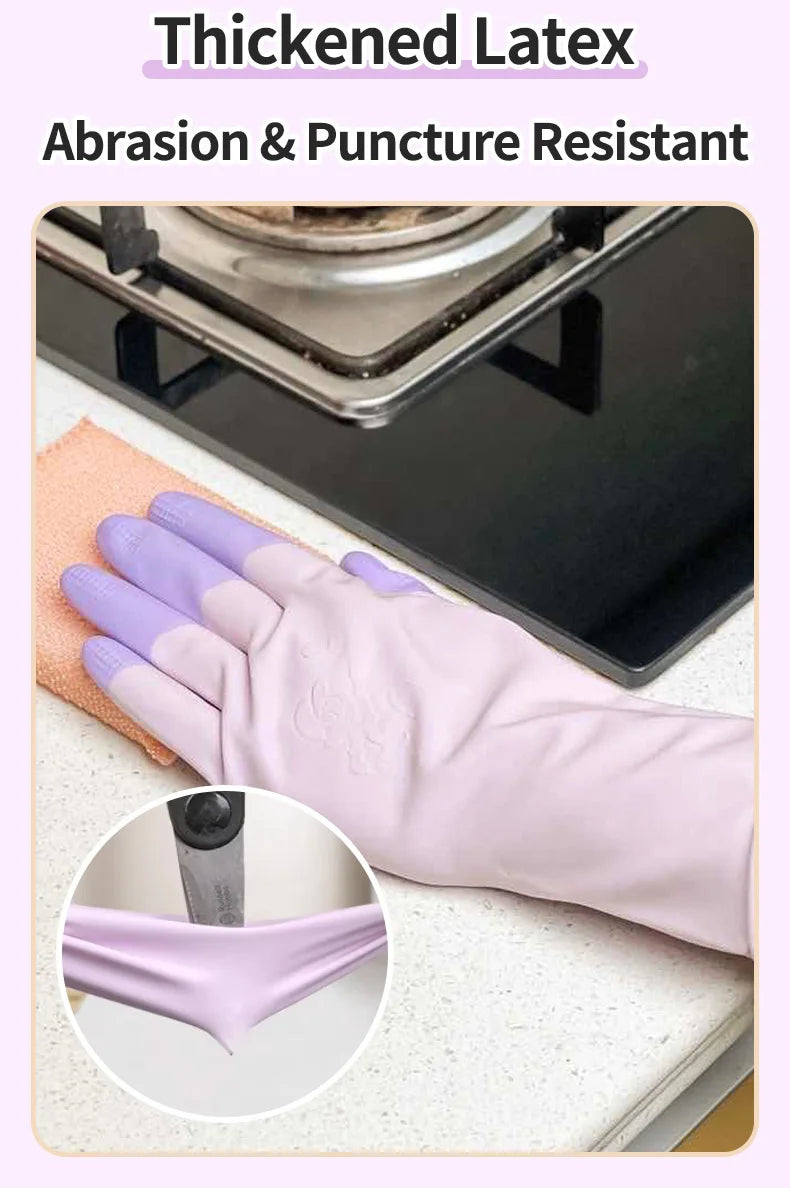 Latex Cleaning Gloves Non Slip Grip Waterproof Reusable for Dish Washing Kitchen Bathroom Household and Laundry Chores