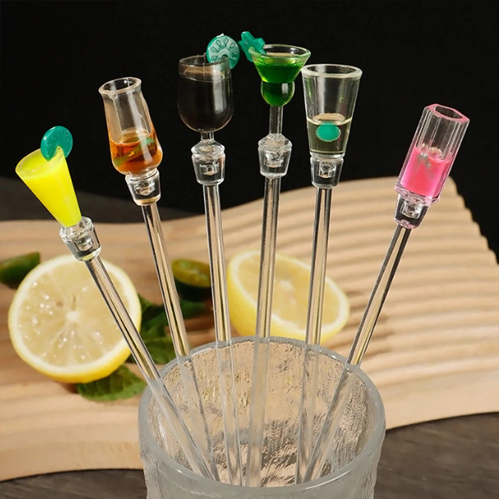 Clear Acrylic Cocktail Stirrers, Drink Mixing Spoon Sticks, Bar Coffee Stirring Rods for Home, Cafe, Restaurant & Party Use