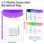 Binder Pocket Organizer Folders For 2/3/4 Ring Document–18 Pack 11 Holes Expandable Binder Folders