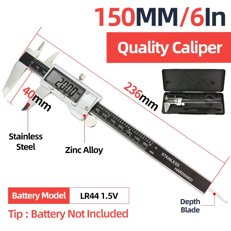 IP54 Calipers Stainless Steel Digital Pachymeter Caliber Measuring Tools Carpenter Tools Electronic Caliper Metal Vernier Ruler