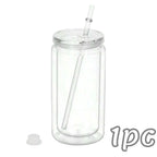 16OZ DIY Snowglobe Tumbler with Pre Drilled Hole Reusable Plastic Water Bottles Break-Resistant Mason Jar Cups for Holiday Gifts