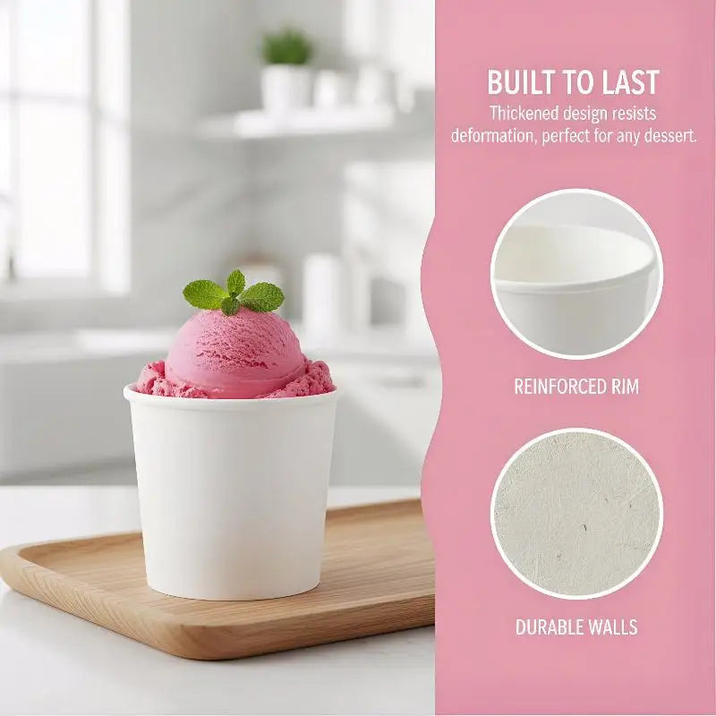 10Pcs Disposable Ice Cream Cup Dessert Cake Paper Cup Shaved Ice Yogurt Bowl Food Grade Tiramisu Dessert Pulp Cups
