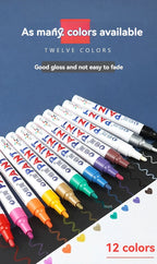 1/3/6/12 Colors Permanent Paint Marker White/Gold/silver Markers for Car Tire Tread Rubber Fabric Paint Metal Paint Marker Pens