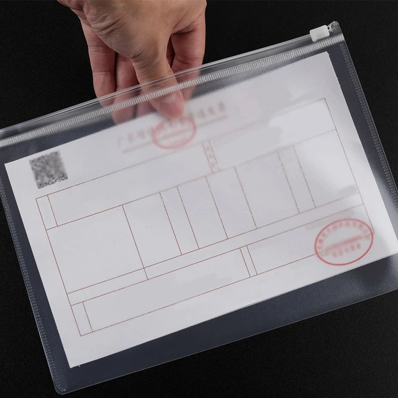 10PCS A4A5A6 Exam Mesh Zipper Bag Student Office Simple Large Capacity Transparent Document Bags