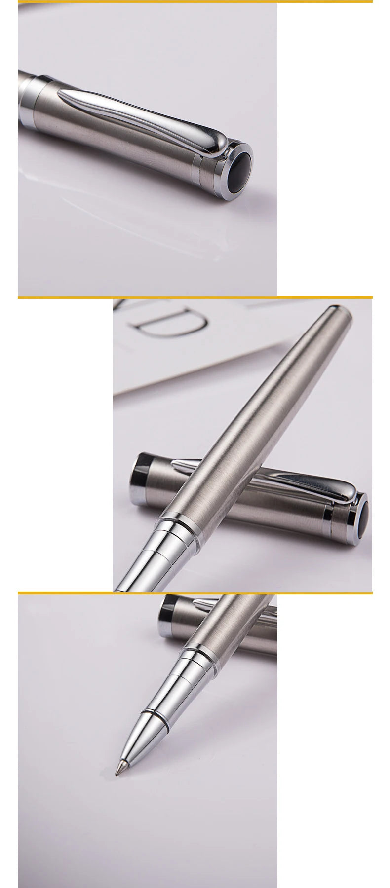 Luxury Metal Silver Black Signature Ballpoint Pens for Business Writing Office Supplies Stationery Customized Logo Name Gift