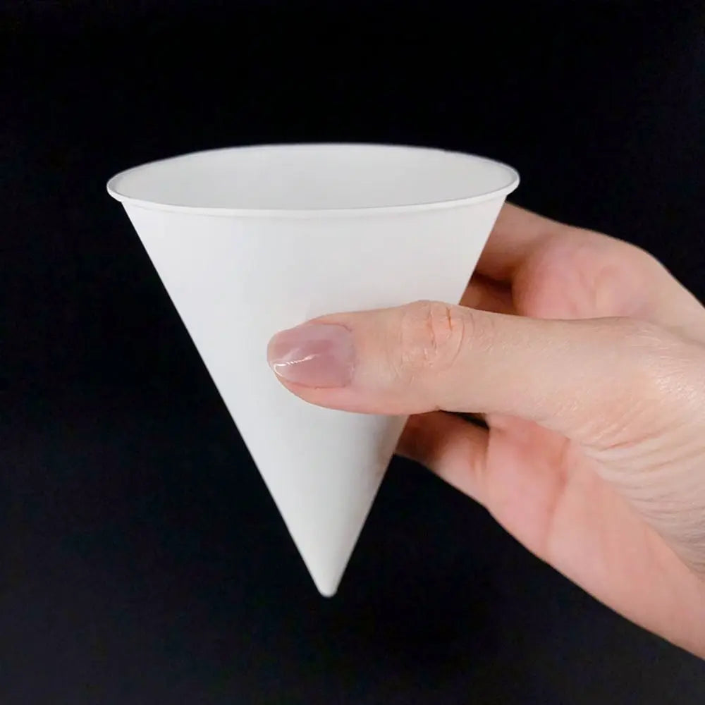 250Pcs Leakproof White Paper Cone Cups Coated Oil-proof Disposable Paper Cups Non-stick 3.7 OZ Cone Party Tableware Wedding