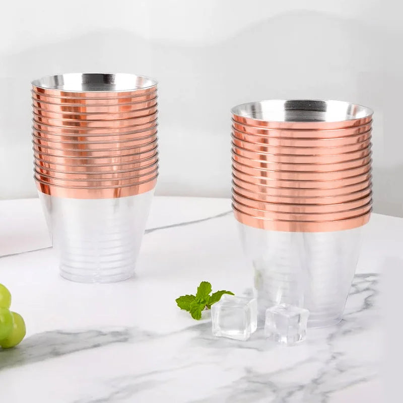 25PCS Disposable Champagne Clear Plastic Cup Outdoor Picnic Cup Drinking Cup for Parties Birthdays Weddings Cocktail Party