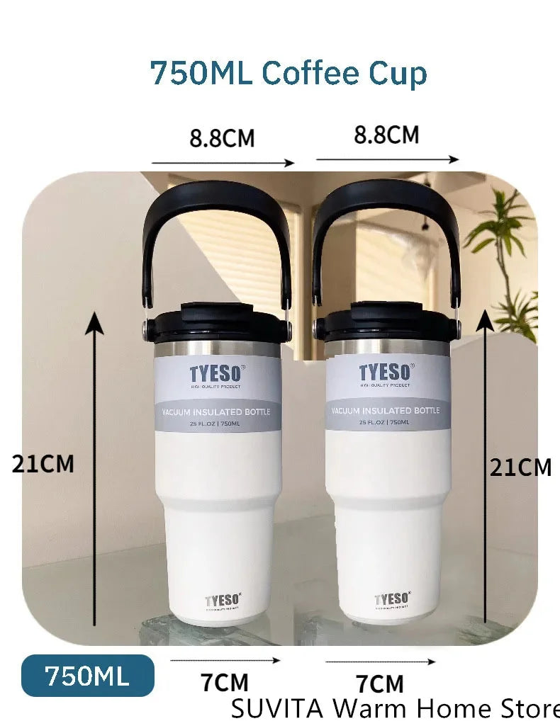Tyeso Tumbler Coffee Cup Stainless Steel Vacuum Thermal Insulated Mug Large Capacity Double Drink Car Water Bottle Travel Mug