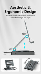 Blueendless Ipad Stand USB C Hub 4K 60HZ HD Type-C 100W PD SD/TF Slot Reader USB 3.0 5Gbps 9 In 1 Type-C Hub Ipad Holder