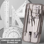 Compasses and Rulers 9-piece Set Kawaii Triangle Ruler Ruler Student Set Ruler Multi-functional Mathematical Drawing Compass Set