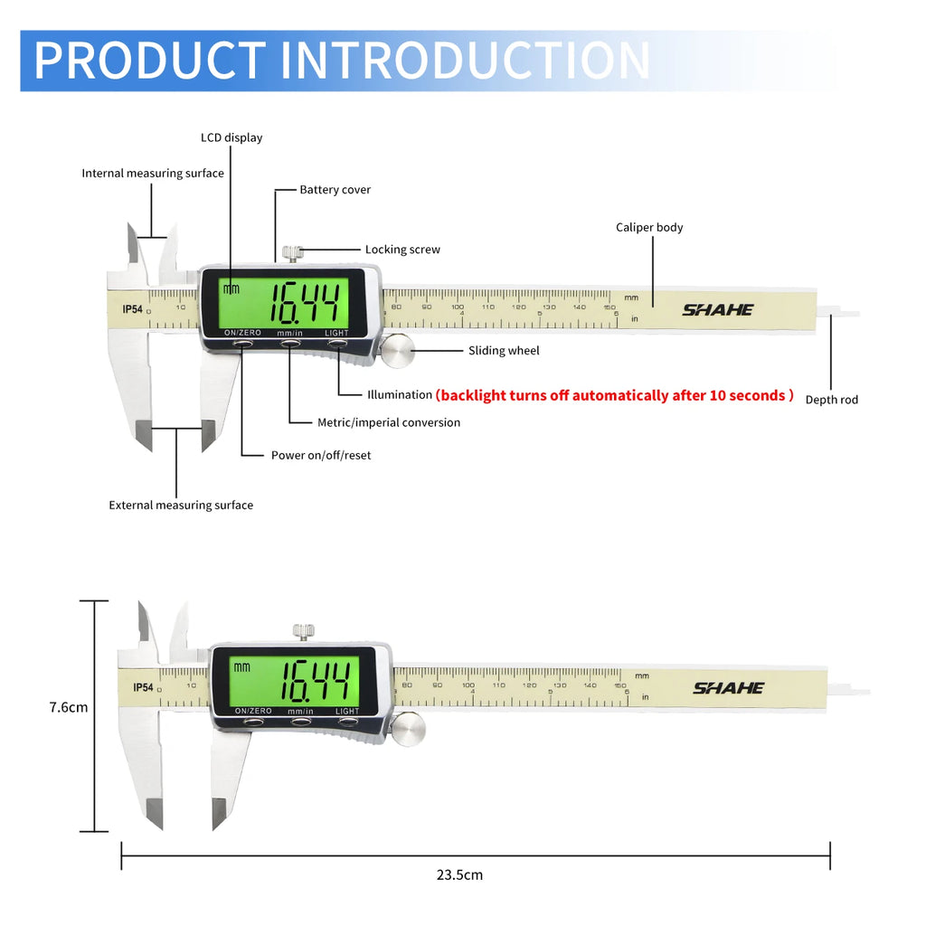 SHAHE IP54 Digital Caliper Electronic Caliper Ruler Digital Vernier Caliper Digital Caliper Stainless Steel Calipers