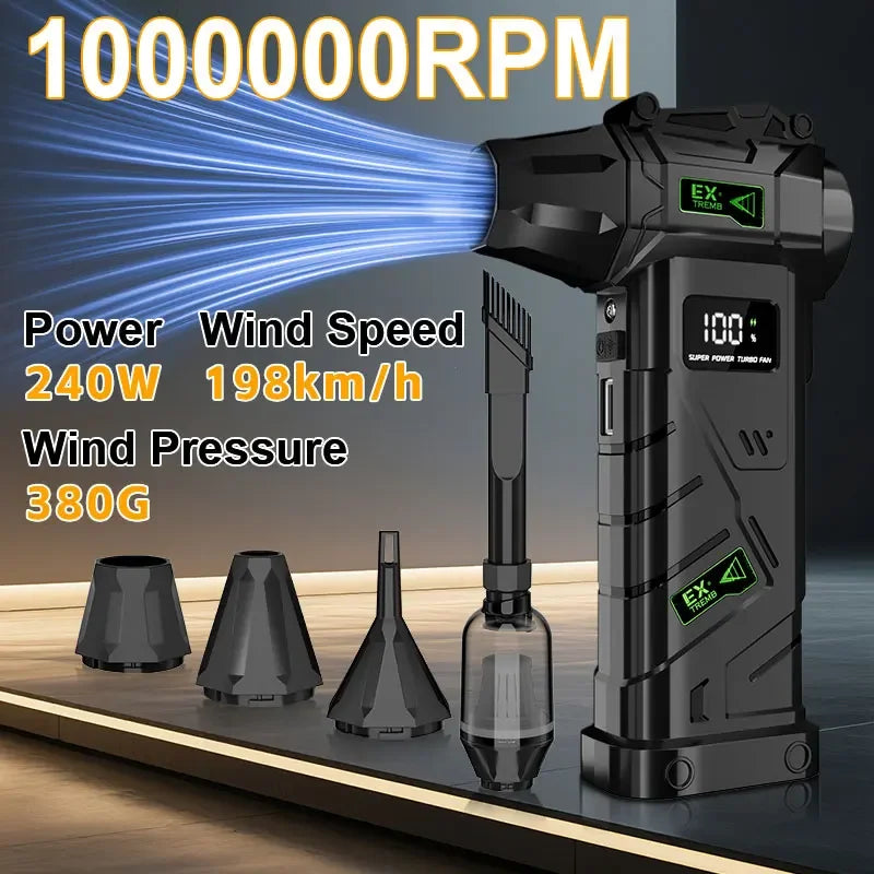 Powerful Violent Fan 1000000RPM Turbo Air Blower 380G Thrust High Speed Brushless Turbo Jet Blower With LED Lighting