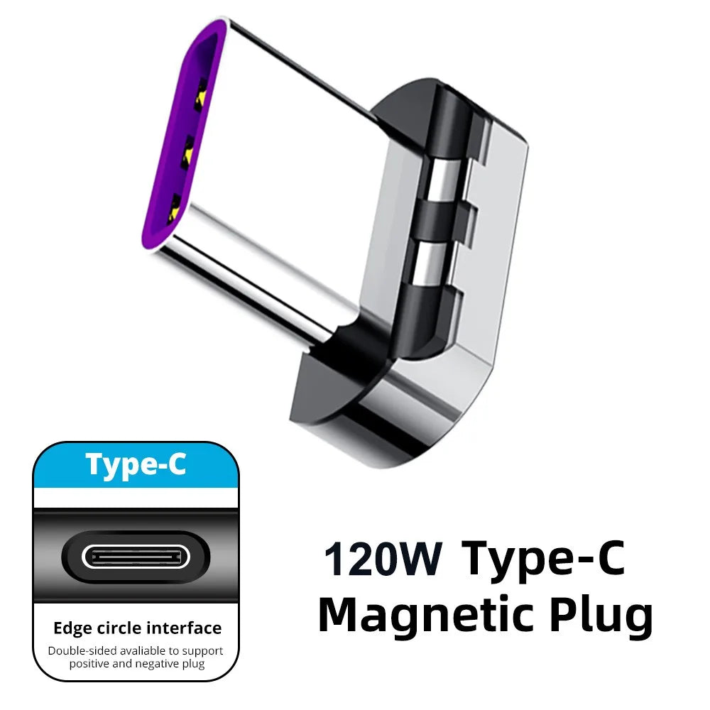 Elough 120W USB Type C To USB C Magnetic Adapter 90 Degree Fast Charging Magnetic Converter For Macbook iPad Pro Switch Samsung