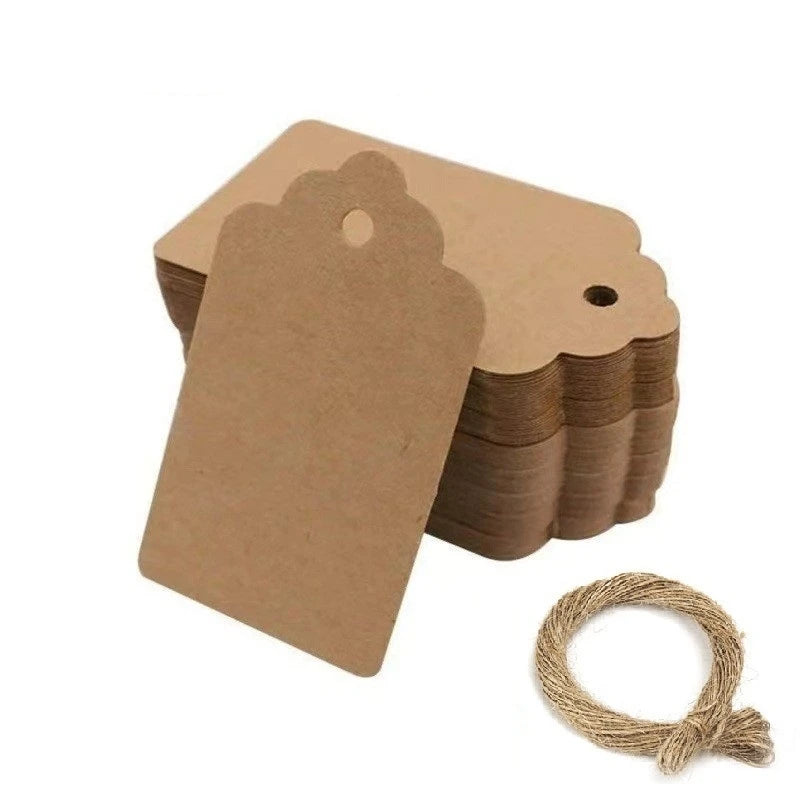 100/300/500pcs Kraft Paper Blank Gift Hang Tags with String for Gift Wrapping Price Small Business Packaging Supplies Material