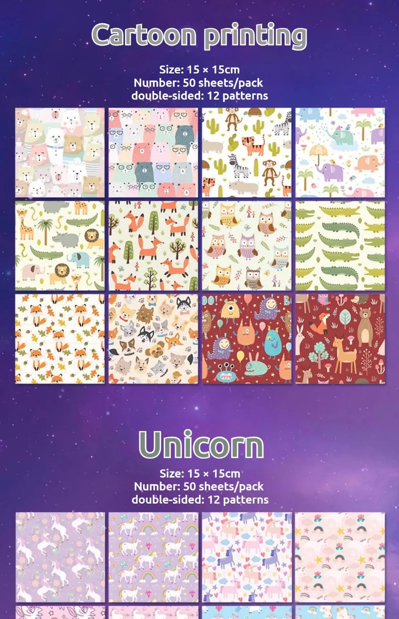 50pcs Creative Square Star Sky Constellations Origami Paper Kid DIY Handmade Double-sided Coloring Fold Craft Paper Art Gift
