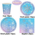 Christmas Snowflake Party Supplies Tableware Set Cups Plates Napkins Tablecloth Blue Purple Snowflake Birthday Decoration Props
