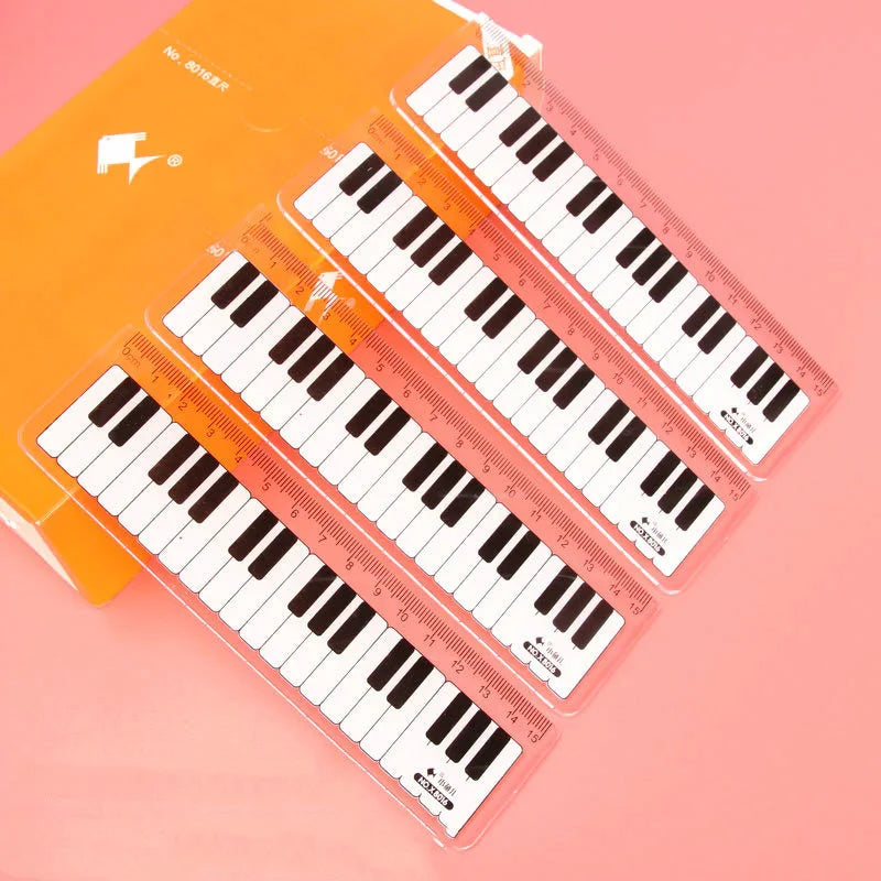 1 Piece Lytwtw's Cute Piano Straight Ruler Kawaii Tools Stationery Cartoon Drawing Office School Measuring
