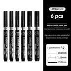 1-6pcs Chrome Pen Marker Mirror Waterproof DIY Reflective Paint Repair for Rock Ceramic Glass Metallic Gold/Silver 0.8/1/2mm Nib