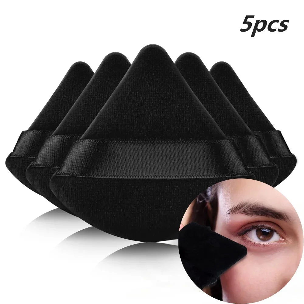 Reusable Black Triangle Velvet Powder Puff Soft Facial Blending Sponge, Multipurpose Foundation Cosmetic Sponge for Daily Makeup