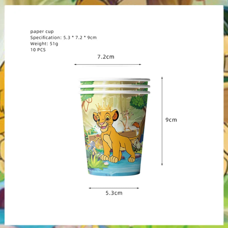 Lion King Birthday Party Decoration Lion Disposable Dinnerware Tablecloth Cup Plate 3D Balloon for Kids Baby Shower Supplies