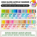 GuangNa 168/12 Colors High Gloss Acrylic Marker Pen Set,Hard Headed Drawing Pens,DIY Graffiti Paint Pen Stationery,GN.586
