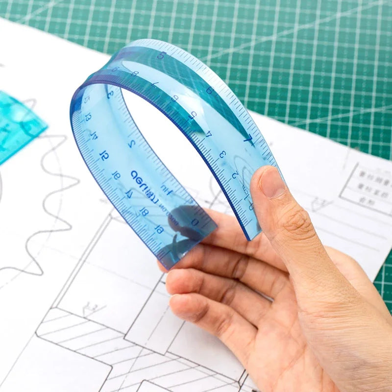 Random 1 Pc 20 cm/8 Inch Flexibale Rulers Soft Plastic, Inches And Metric For School And Office