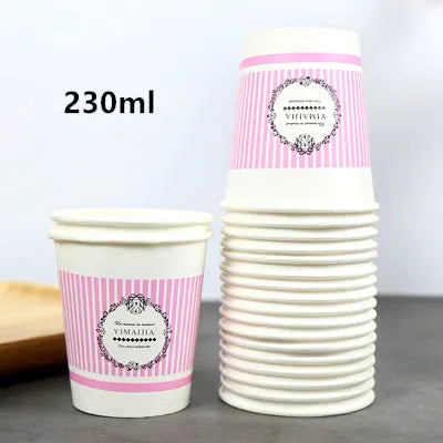 100pcs/pack 6/7oz Disposable Paper Cup Office Coffe Cup Water Drinking Cup Hot Drinking Party Supplies