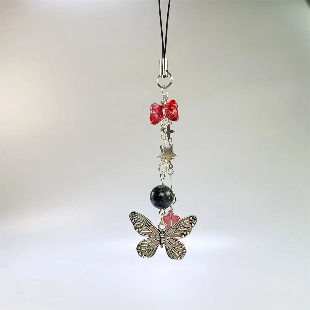 Y2K Charms Phone Pendant Butterfly Sweet Girl Phone Lanyard Phonestraps Backpack Ornament Phone Chain Camera