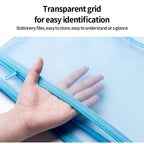 Nylon Mesh File Bag A4 A5 A6 Transparent Zipper Test Paper Information Bag Office Student Pen Bag Subject Bag Puzzle Storage Bag